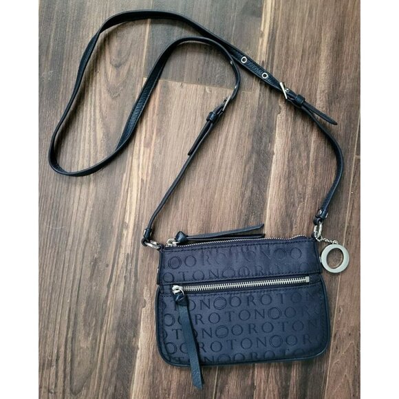 Oroton Handbags - Oroton Navy Blue 8x5.5" Crossbody Bag Purse Adjustable Strap